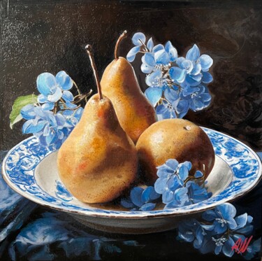 Small still life with pears #1702 ( canvas board )